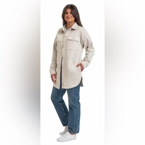 Lazypants Amber Fleece Shacket - Bone